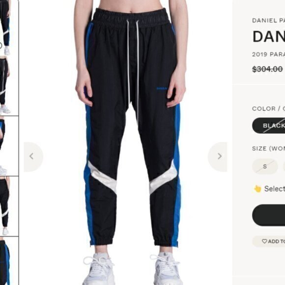 Daniel Patrick Parachute Pants womens XS Black Blue Track Pants Activewear - Picture 1 of 11